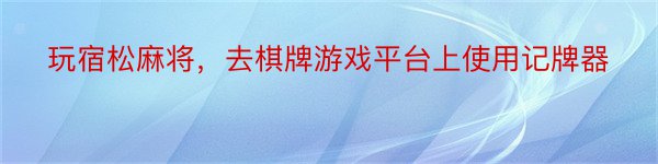 玩宿松麻将，去棋牌游戏平台上使用记牌器