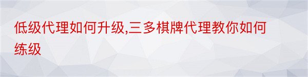 低级代理如何升级,三多棋牌代理教你如何练级