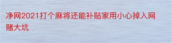 净网2021打个麻将还能补贴家用小心掉入网赌大坑