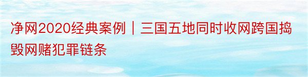 净网2020经典案例｜三国五地同时收网跨国捣毁网赌犯罪链条