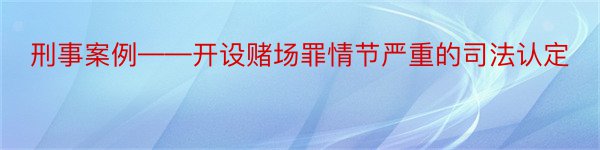 刑事案例——开设赌场罪情节严重的司法认定