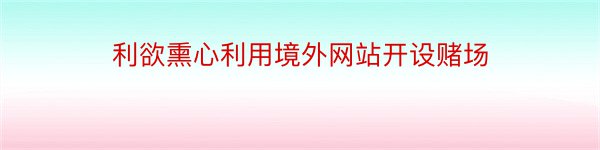 利欲熏心利用境外网站开设赌场