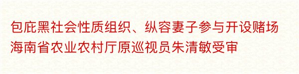 包庇黑社会性质组织、纵容妻子参与开设赌场海南省农业农村厅原巡视员朱清敏受审