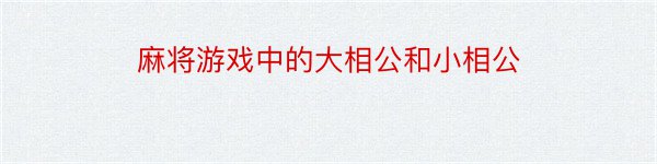 麻将游戏中的大相公和小相公