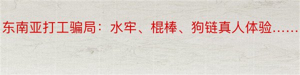 东南亚打工骗局：水牢、棍棒、狗链真人体验……