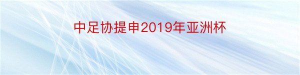 中足协提申2019年亚洲杯