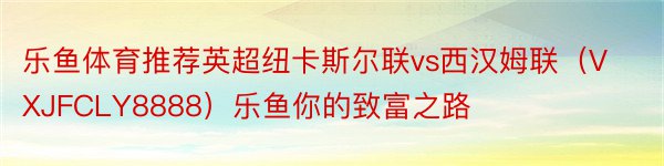 乐鱼体育推荐英超纽卡斯尔联vs西汉姆联（VXJFCLY8888）乐鱼你的致富之路