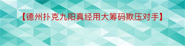 【德州扑克九阳真经用大筹码欺压对手】